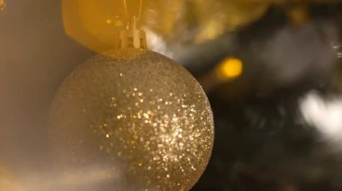 Noel Işıkları Ve Dekorasyon Close-Up Panning.