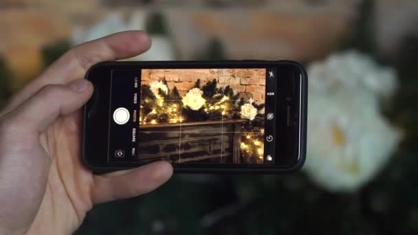 Navidad Disparar Interior Navidad Smartphone — Vídeo de stock