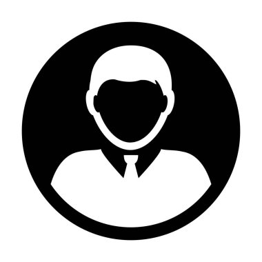 Düz renk glif piktogram illüstrasyon kişi simge vektör erkek Kullanıcı profili avatar