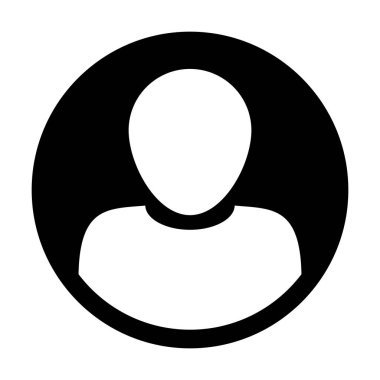 Kullanıcı simge vektör erkek kişi sembolü profil daire Avatar işareti düz renk glif piktogram çizimde