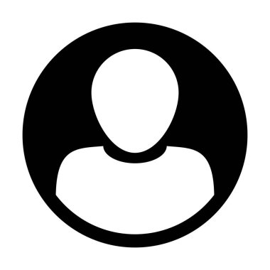 Kullanıcı simge vektör erkek kişi sembolü profil daire Avatar işareti düz renk glif piktogram çizimde