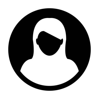 Kadın simge vektör Kullanıcı kişi profili avatar simge düz renk glif piktogram illüstrasyon