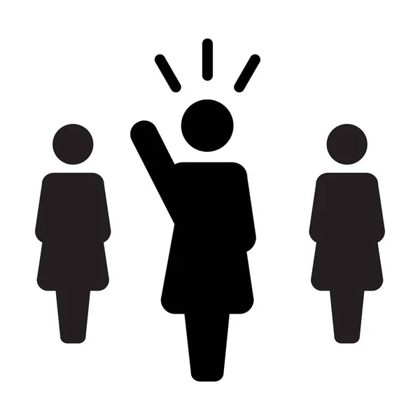 Leader Icon Vector Femenino Altavoz Público Persona Símbolo Liderazgo Con — Archivo Imágenes Vectoriales