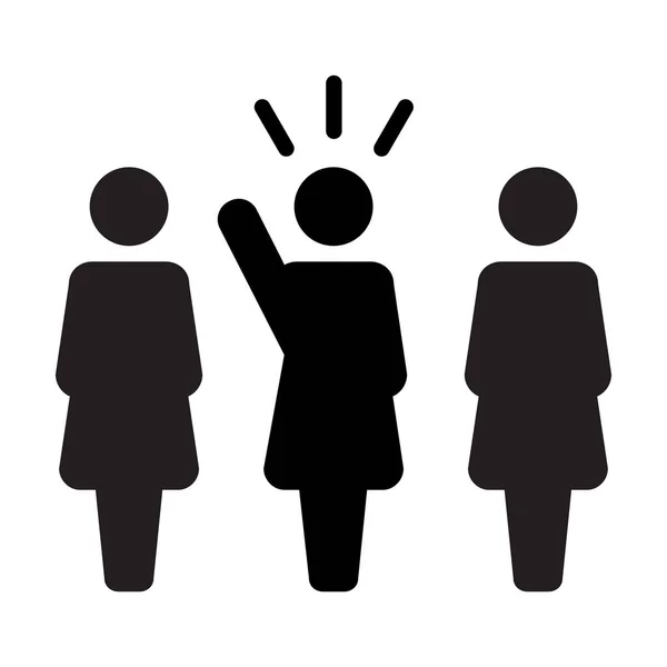 Leader Icon Vector Femenino Altavoz Público Persona Símbolo Liderazgo Con — Archivo Imágenes Vectoriales