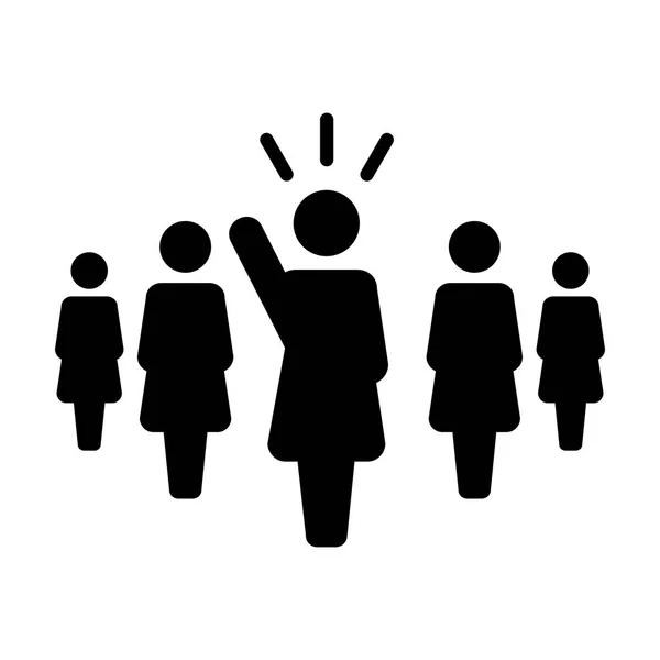 Líder Ícone Vetor Feminino Orador Público Símbolo Pessoa Para Liderança —  Vetores de Stock