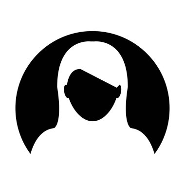 Kadın simge vektör Kullanıcı kişi profili avatar sembolü daire düz renk glif piktogram çizimde