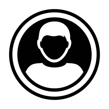 Avatar simge vektör erkek kişi simgesi daire Kullanıcı profili avatar kayıt düz renk glif piktogram çizimde