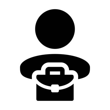 Evrak Çantası'nı düz renk glif piktogram illüstrasyon iş için olan kişi simge vektör erkek profil avatar simge