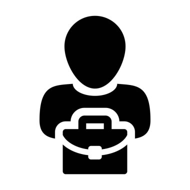 Evrak Çantası'nı simge vektör erkek kişi profili avatar simgesi düz renk glif piktogram illüstrasyon iş