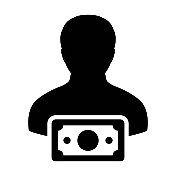Χορηγός Εικονίδιο Διάνυσμα Αρσενικό Χρήστη Πρόσωπο Είδωλο Προφίλ Χρήματα Σύμβολο — Διανυσματικό Αρχείο