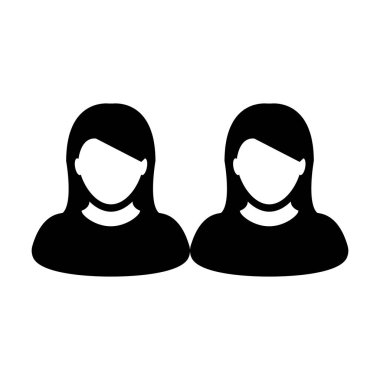 Grup simge vektör kadın kişi düz renk glif piktogram illüstrasyon iş için avatar simge