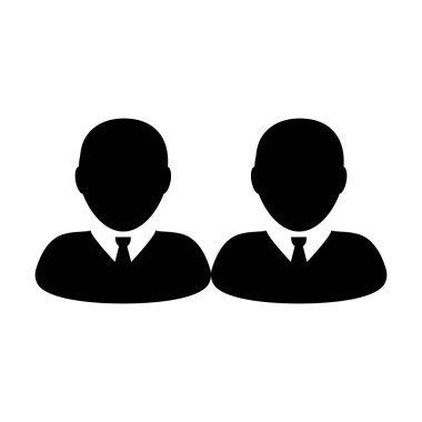 Kişilik ekip çalışması simge vektör erkek grup sembol düz renk glif piktogram illüstrasyon iş için avatar