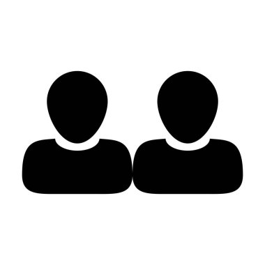 Çalışan simge vektör erkek grubu kişilerin sembol düz renk glif piktogram illüstrasyon iş için avatar