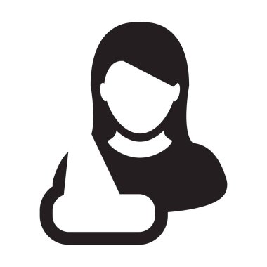 Doktor Danışma simge vektör kadın kişi profili avatar sembolü için düz renk glif piktogram illüstrasyon hastada yaralanma tıbbi tedavi ile