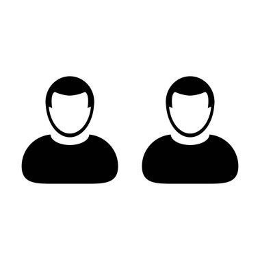 İnsanlar simge vektör erkek grup kişi sembolü avatar için düz renk glif piktogram illüstrasyon iş takım yönetimi
