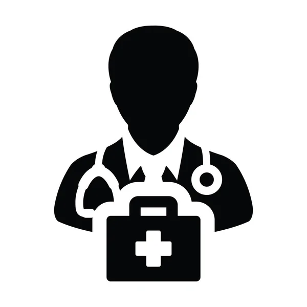 Icono Médico Vector Hombre Médico Persona Perfil Avatar Con Estetoscopio — Archivo Imágenes Vectoriales