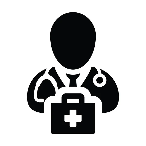 Infirmière Icône Vecteur Homme Profil Avatar Avec Stéthoscope Trousse Premiers — Image vectorielle