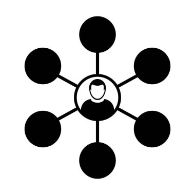Ağ simge vektör erkek grup kişi sembolü avatar için düz renk glif piktogram çizimde birden fazla sosyal bağlantı