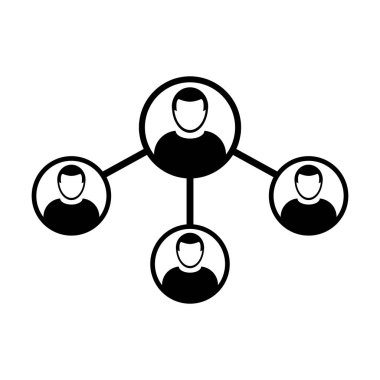 Ağ simge vektör erkek grup kişi sembolü avatar işletme yönetimi takım düz renk glif piktogram çizimde birden çok paylaşım ağı