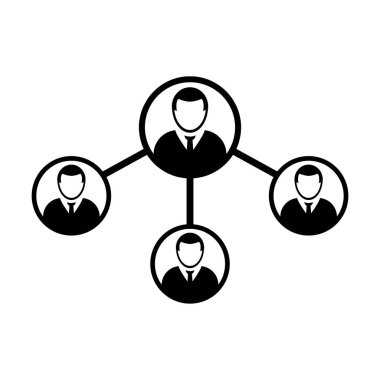 İşletme yönetimi takım için düz renk glif piktogram çizimde birden çok paylaşım ağ simge vektör erkek kişi sembolü avatar Paylaş