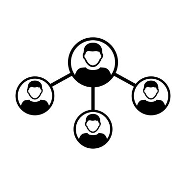 Sosyal ağ simge vektör erkek grup kişi sembolü avatar işletme yönetimi takım düz renk glif piktogram çizimde birden çok paylaşım ağı