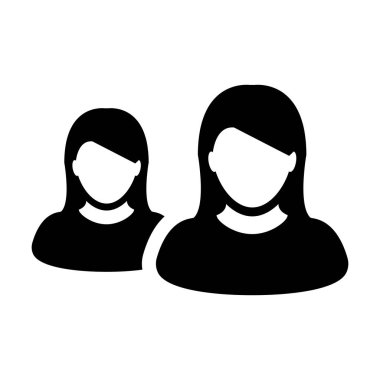 Kişilerin iş kişi simge vektör kadın grup avatar için iş yönetimi takımda düz renk glif piktogram sembol