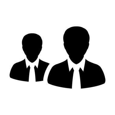 Kişilerin İK simge vektör erkek grup sembol düz renk glif piktogram illüstrasyon iş yönetim ekibi için avatar