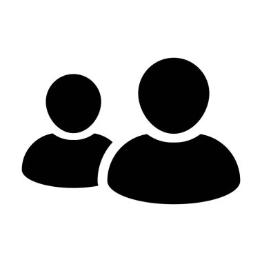 Kişilik ekip çalışması simge vektör erkek grup sembol düz renk glif piktogram illüstrasyon iş yönetim ekibi için avatar