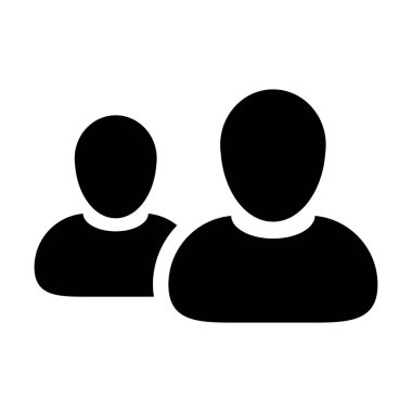 Ağ simge vektör erkek grup kişi sembolü avatar için düz renk glif piktogram illüstrasyon iş yönetim ekibi