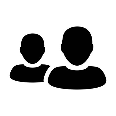 Müşteri simge vektör erkek grubu kişilerin sembol düz renk glif piktogram illüstrasyon iş için avatar