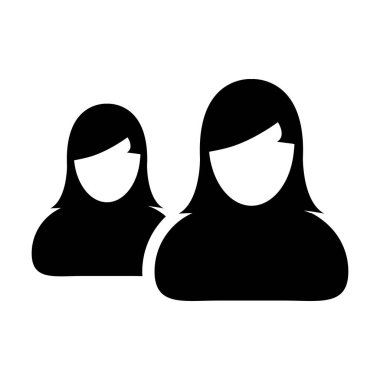 Kişilerin iş kadını simge vektör kadın grup sembol düz renk glif piktogram çizimde yönetim ekibi için avatar