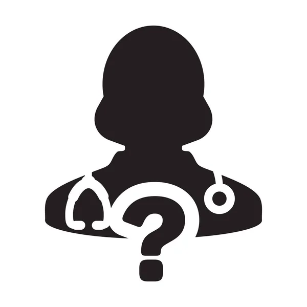Online Doctor Consultation Icon Vector Female Person Profile Avatar Question — Stock Vector