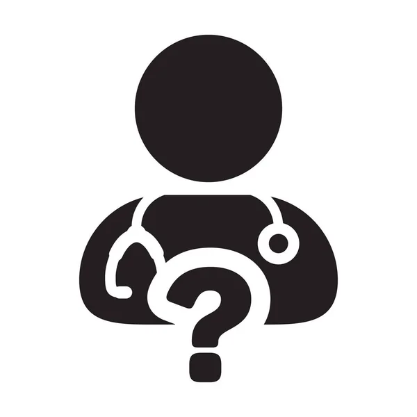 Healthcare Icon Vector Doctor Male Person Profile Avatar Question Symbol — Stock Vector