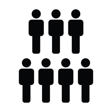 İşadamı simge vektör erkek grup insan sembol düz renk glif piktogram çizimde managemetn takım için avatar