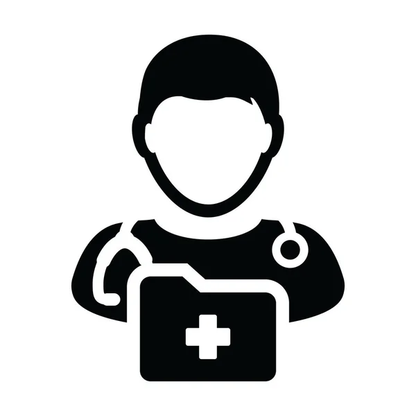 Icono Primeros Auxilios Vector Hombre Médico Persona Perfil Avatar Con — Archivo Imágenes Vectoriales