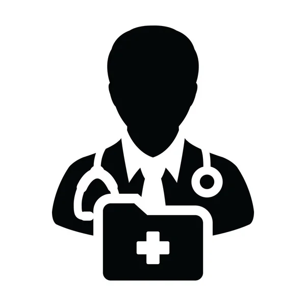 Icono Primeros Auxilios Vector Hombre Médico Persona Perfil Avatar Con — Vector de stock