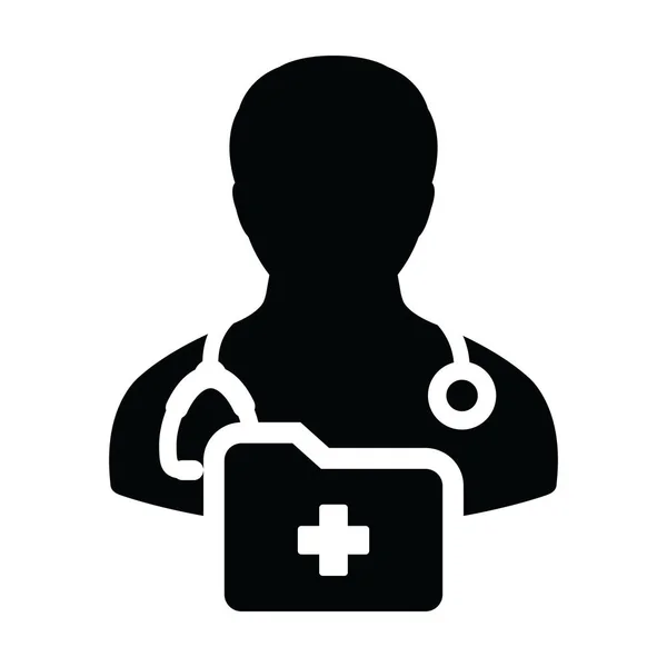 Icono Primeros Auxilios Vector Hombre Médico Persona Perfil Avatar Con — Vector de stock