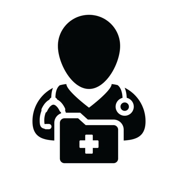 Icono Informe Médico Vector Con Avatar Perfil Persona Médico Masculino — Archivo Imágenes Vectoriales