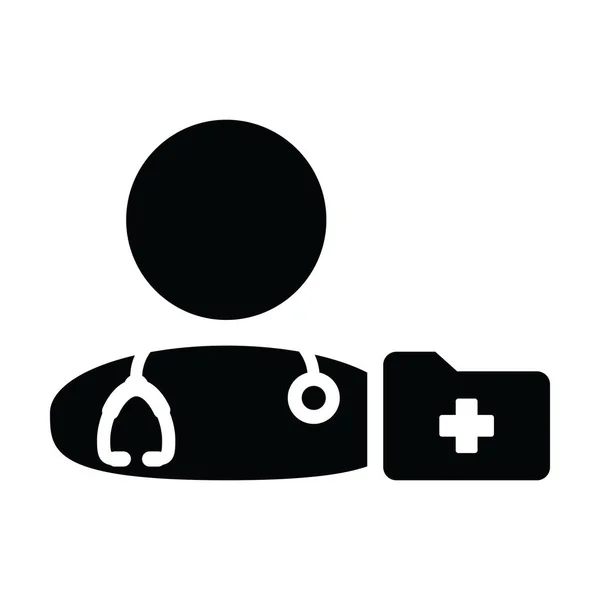 Icono Registro Médico Vector Con Avatar Perfil Persona Médico Masculino — Vector de stock