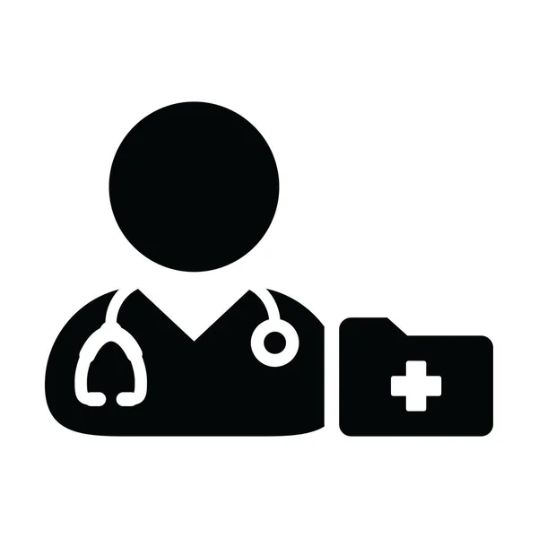 Icône Premiers Soins Vecteur Homme Médecin Profil Avatar Avec Stéthoscope — Image vectorielle
