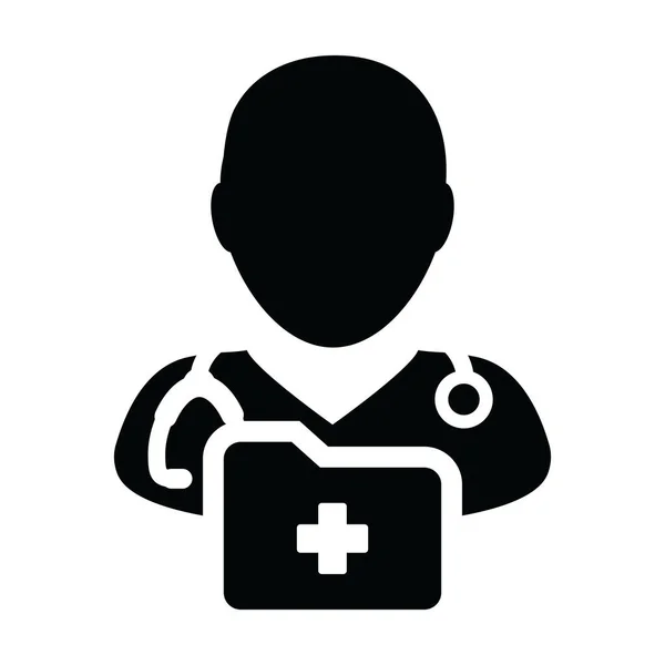 Läkare Ikonen Vektor Manlig Person Profil Avatar Med Stetoskop Och — Stock vektor