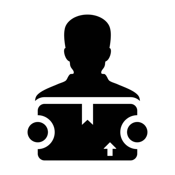 Icono Del Paquete Vector Hombre Logística Trabajador Servicio Persona Perfil — Vector de stock