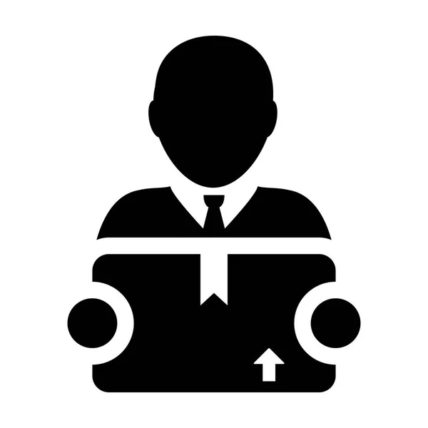 Icono Mensajero Vector Hombre Logística Trabajador Servicio Persona Perfil Avatar — Vector de stock