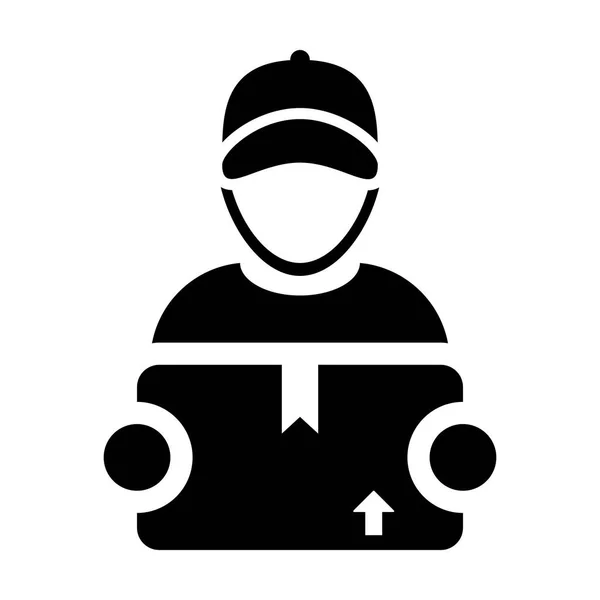 Icono Importación Vector Hombre Logística Trabajador Servicio Persona Perfil Avatar — Vector de stock