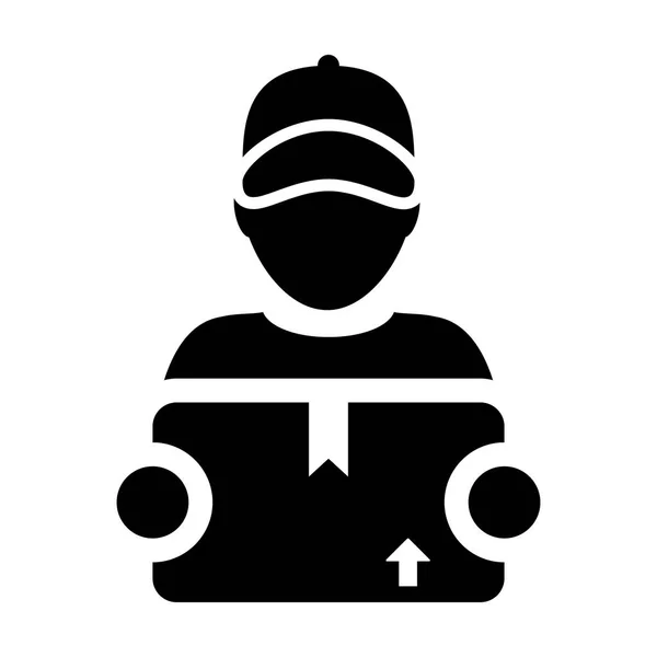 Icono Exportación Vector Hombre Logística Trabajador Servicio Persona Perfil Avatar — Vector de stock