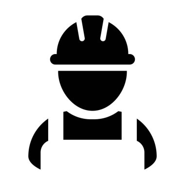 Oluşturucu simge vektör erkek inşaat işçisi kişi profili avatar glif piktogram çizimde işçisi kask ile