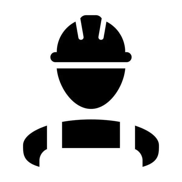 Icono Arquitecto Vector Hombre Trabajador Construcción Persona Perfil Avatar Con — Vector de stock