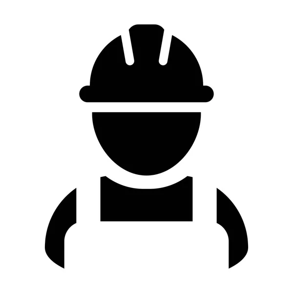 ビルダー アイコン ベクトル男性建設労働者人プロフィール アバター グリフ ピクトグラム図ヘルメット ヘルメット — ストックベクタ
