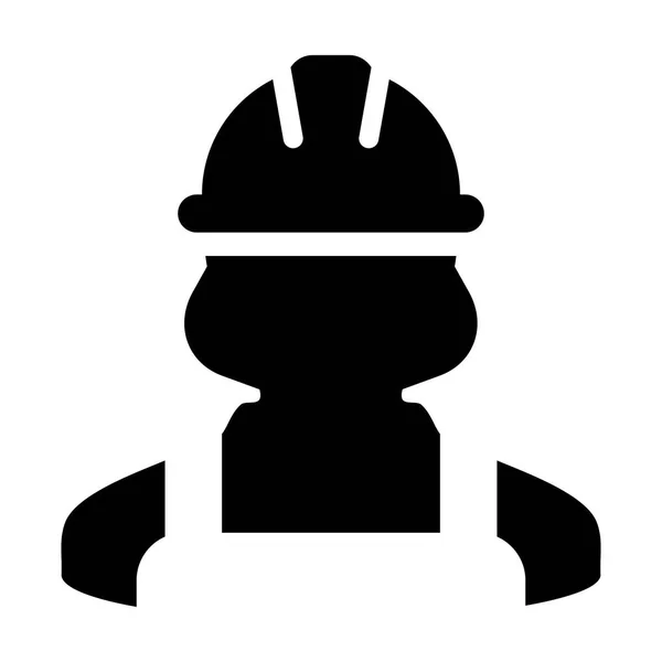安全工作者图标向量女性建筑服务人员个人资料头像与安全帽头盔在字形象形图例证 — 图库矢量图片