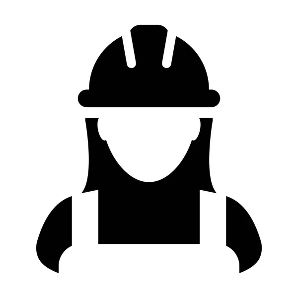 Service Arbeiter Symbol Vektor Weiblich Bau Service Person Profil Avatar — Stockvektor
